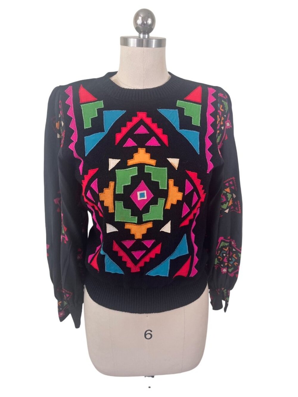 Umi Collections Anne Crimmins VTG Sweater Womens Small Geometric Artsy
